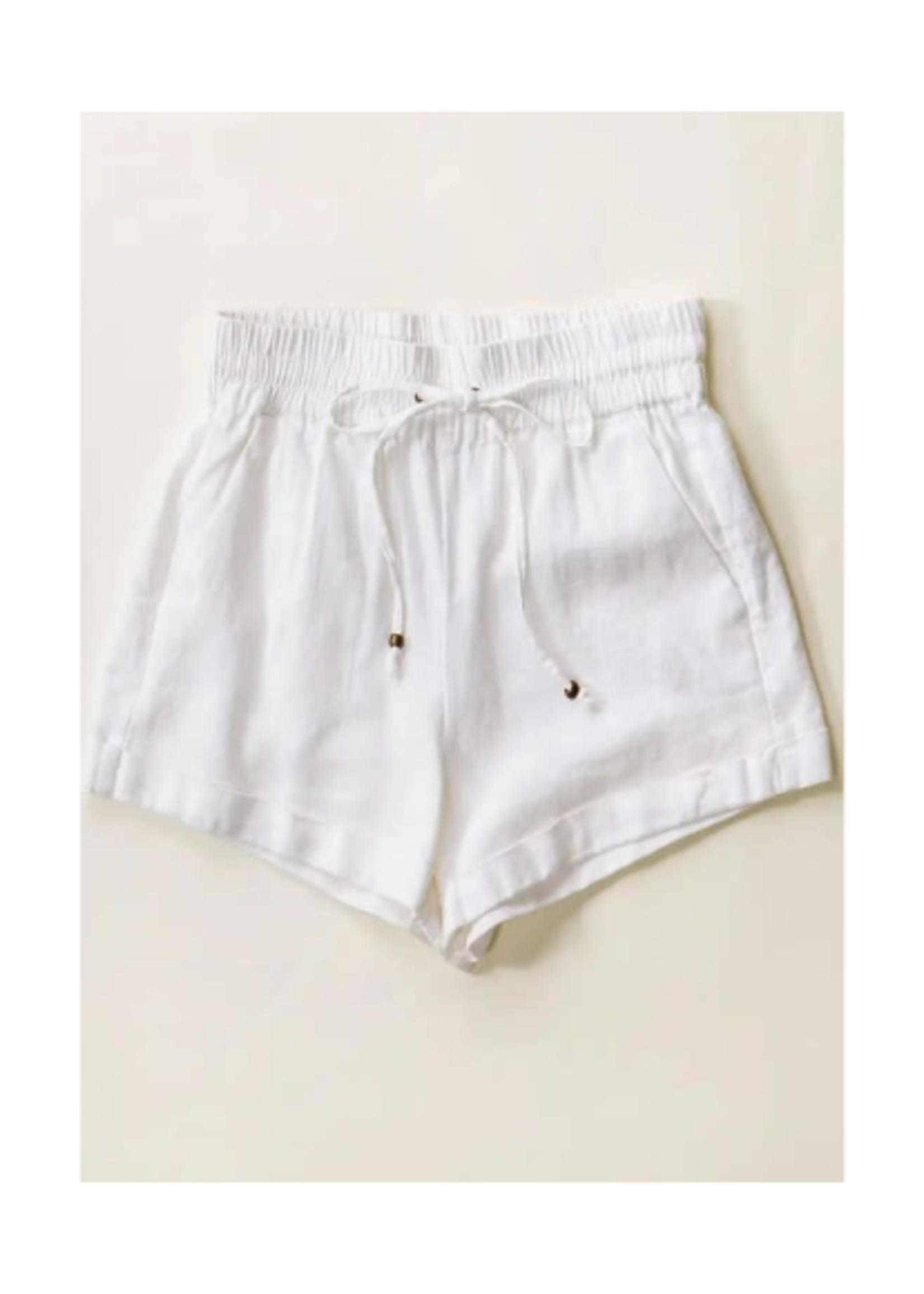 Linen Waistband Shorts - White