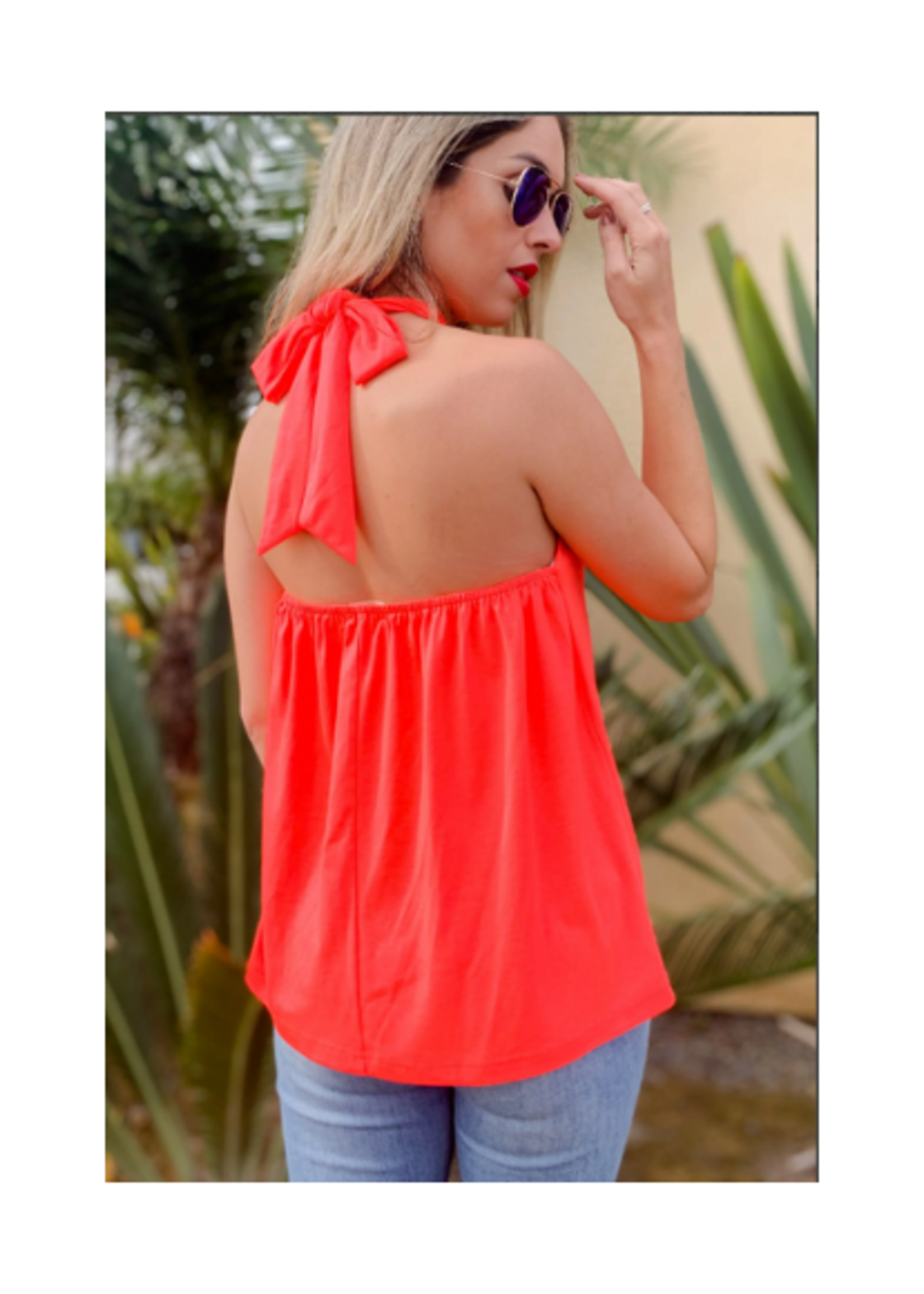 Knot Knit Blouse - Neon Pink