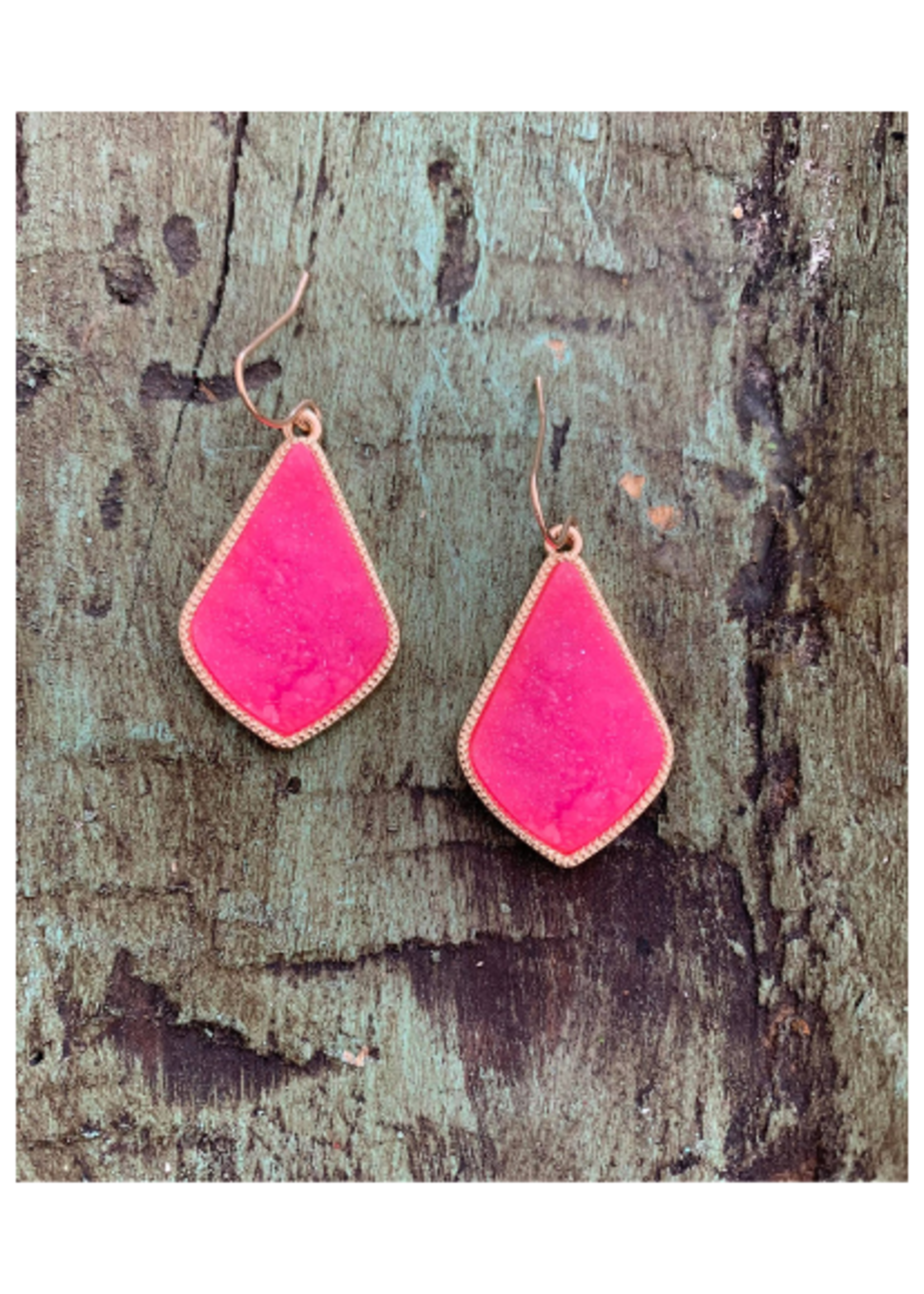 Druzy Stone Earrings - Pink