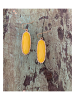 Jewel Oval Earrings - Yellow