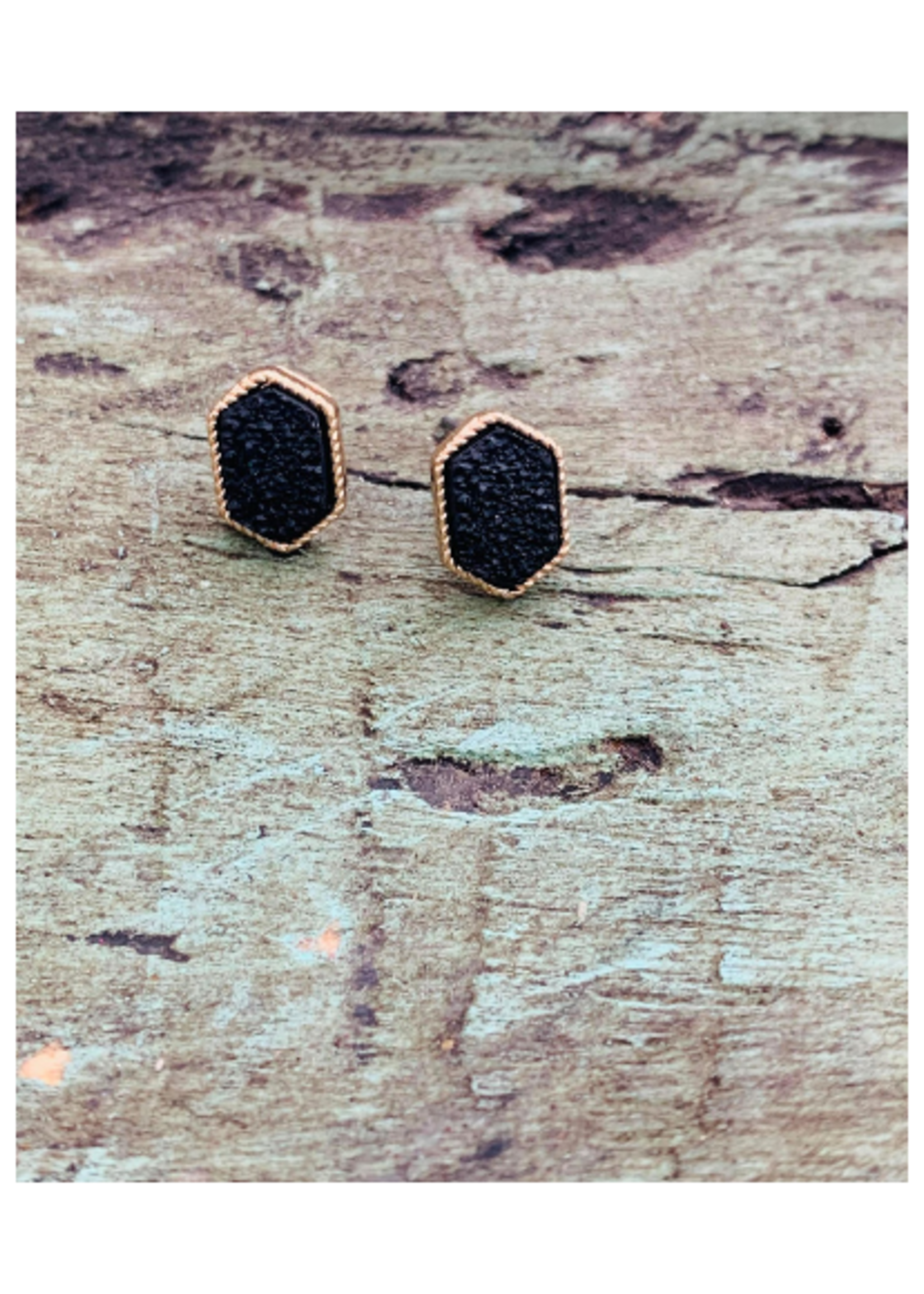 Druzy Stone Earrings - Black