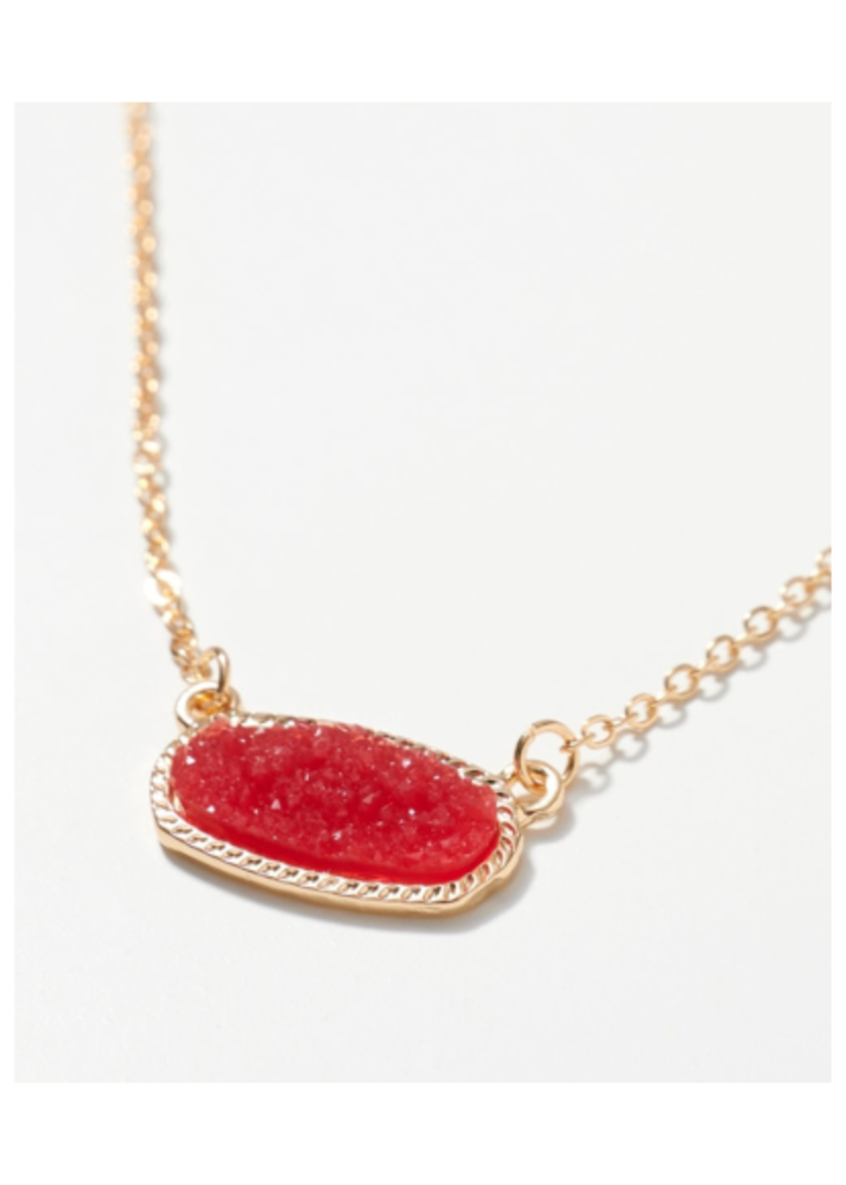 Gemstone Charm Necklace - Red