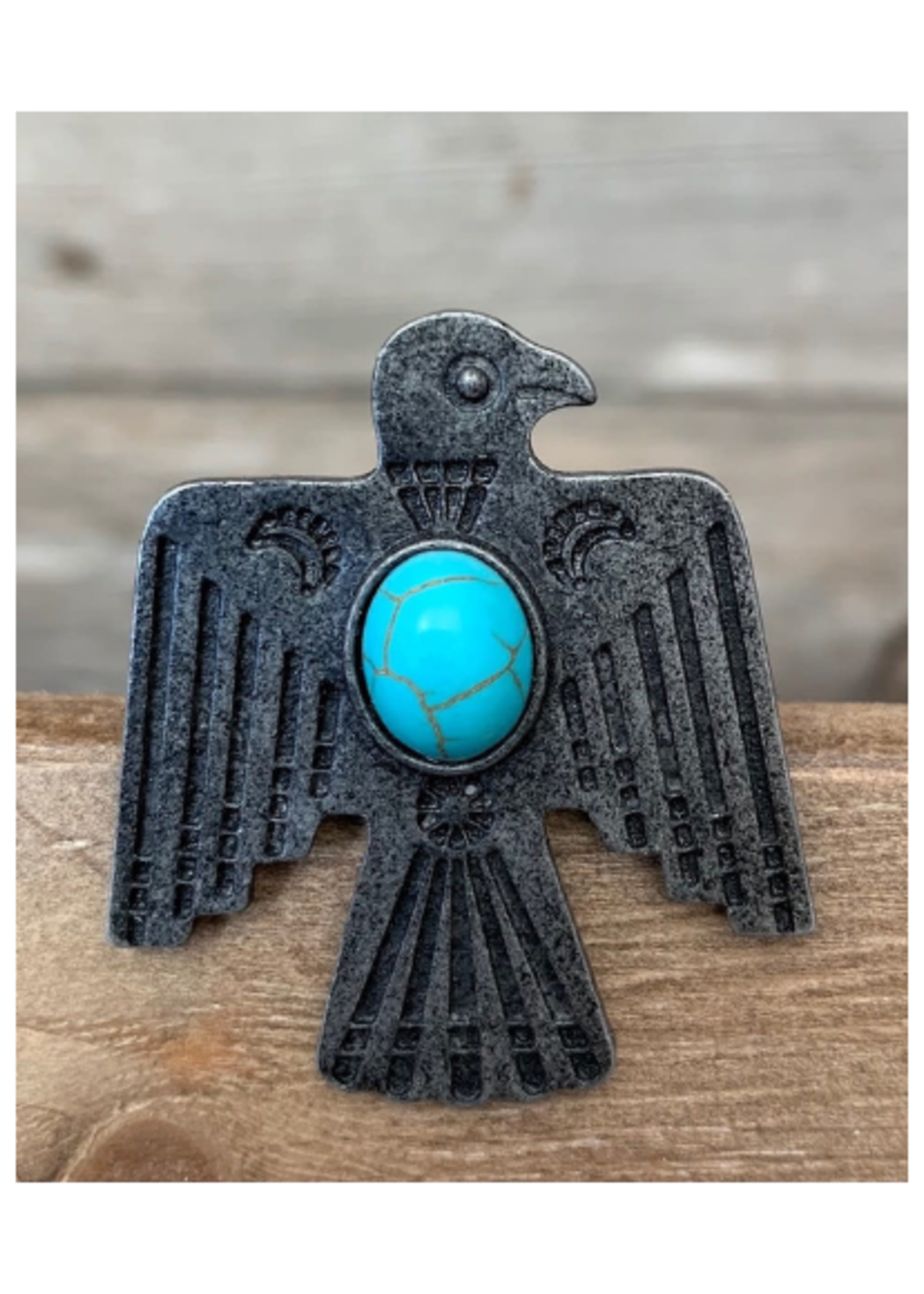 Adjustable Thunderbird Turquoise Stone Ring