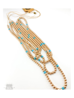 5-Strand Bead Necklace - Gold/Turquoise