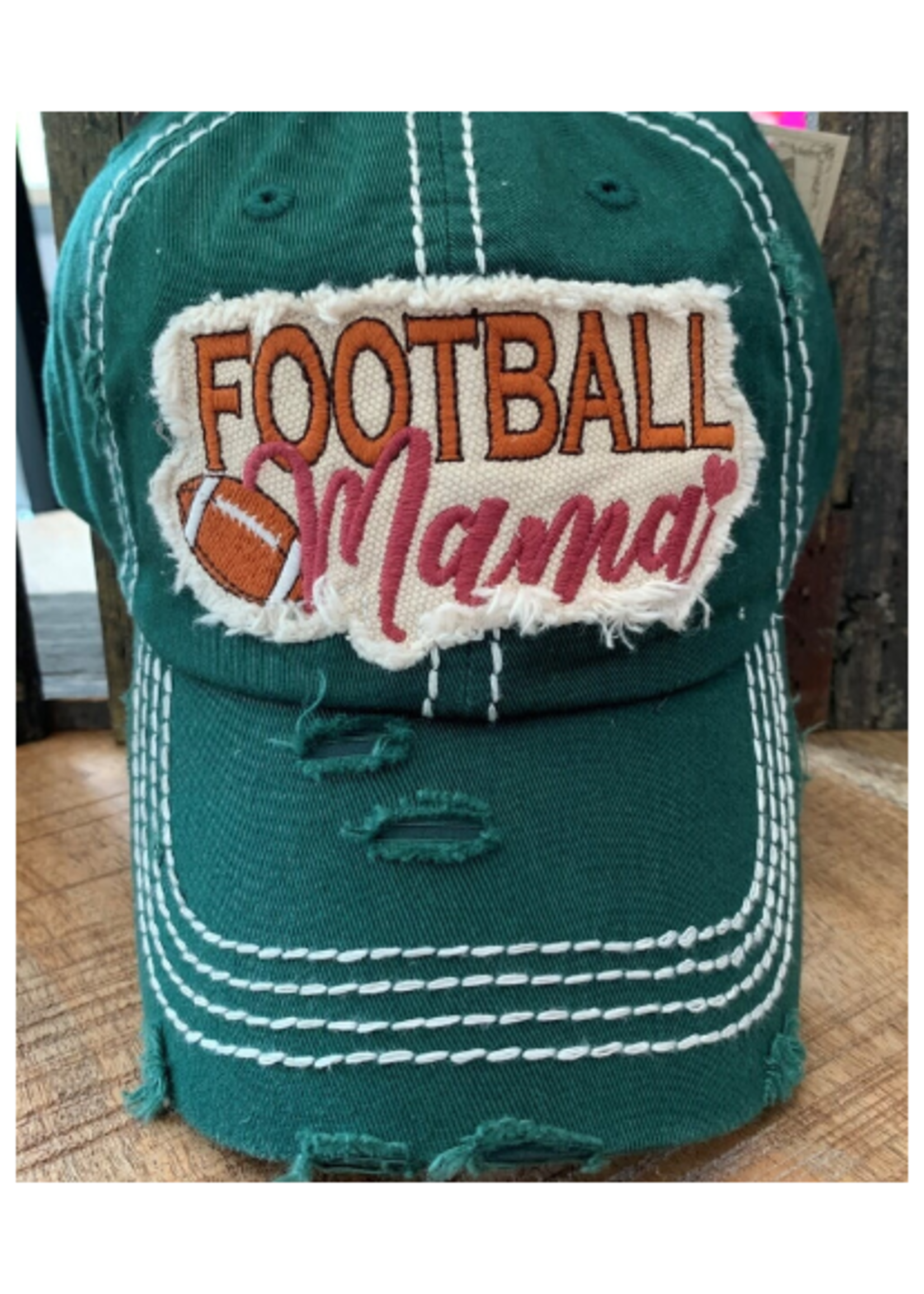 Hunter Green Football Mama Embroidered Patch Cap