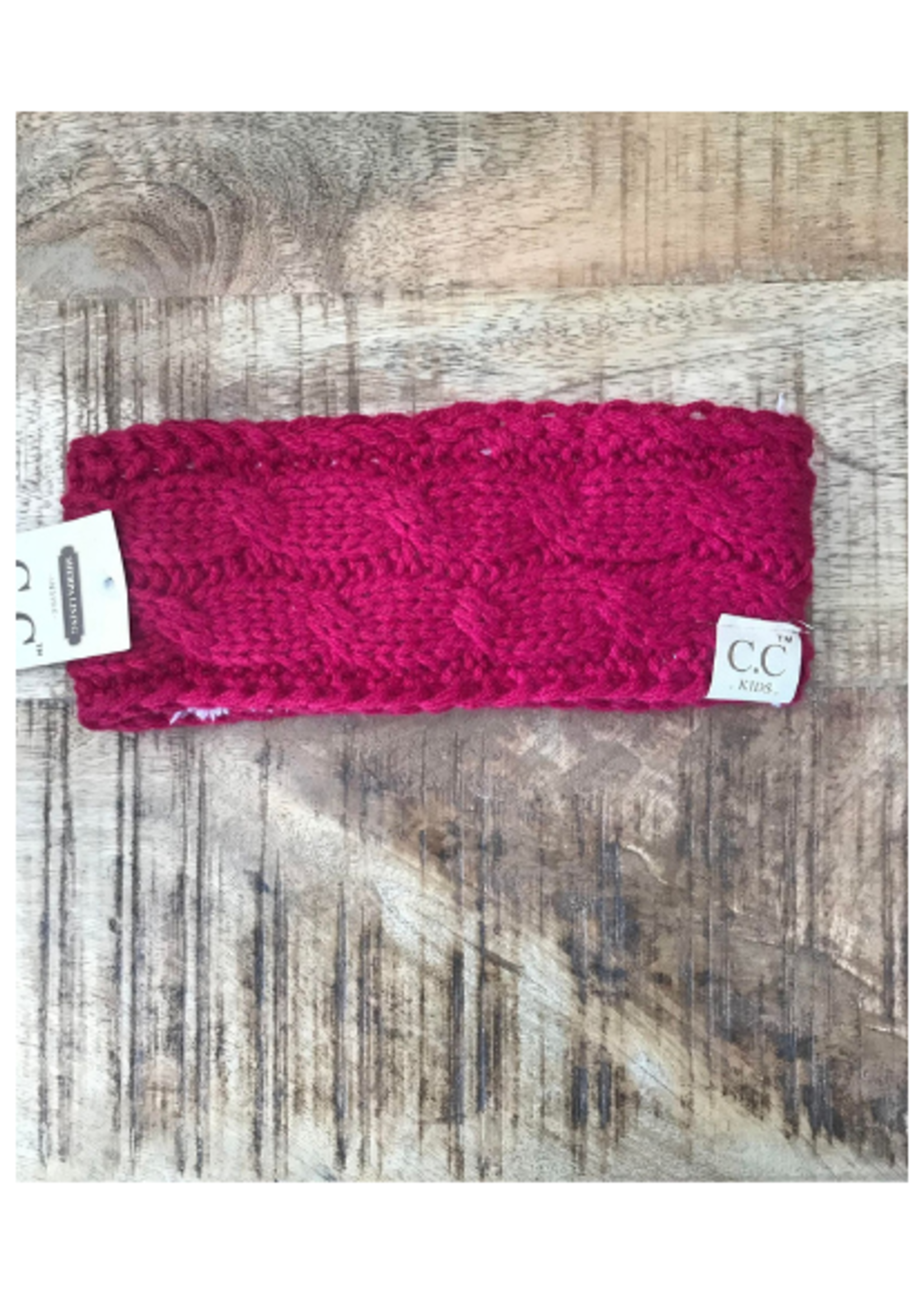 Kids Solid Cable Knit Headwrap - Hot Pink