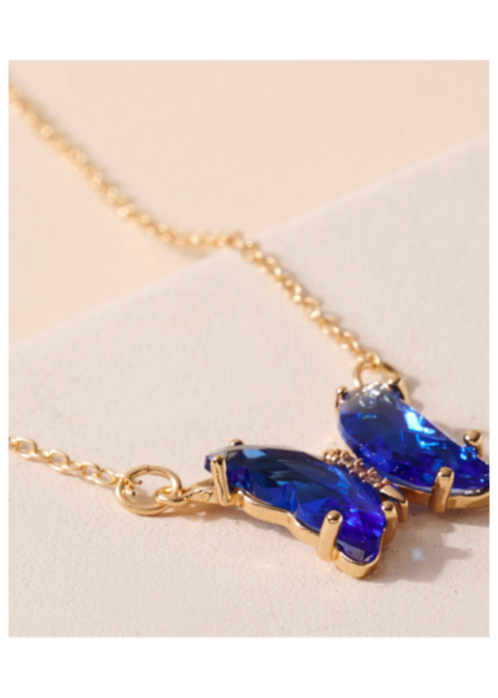 Butterfly Stone Necklace - Blue
