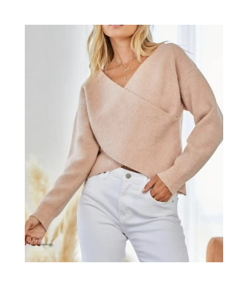 Criss Cross Knit Sweater - Blush - Daisies N Denim