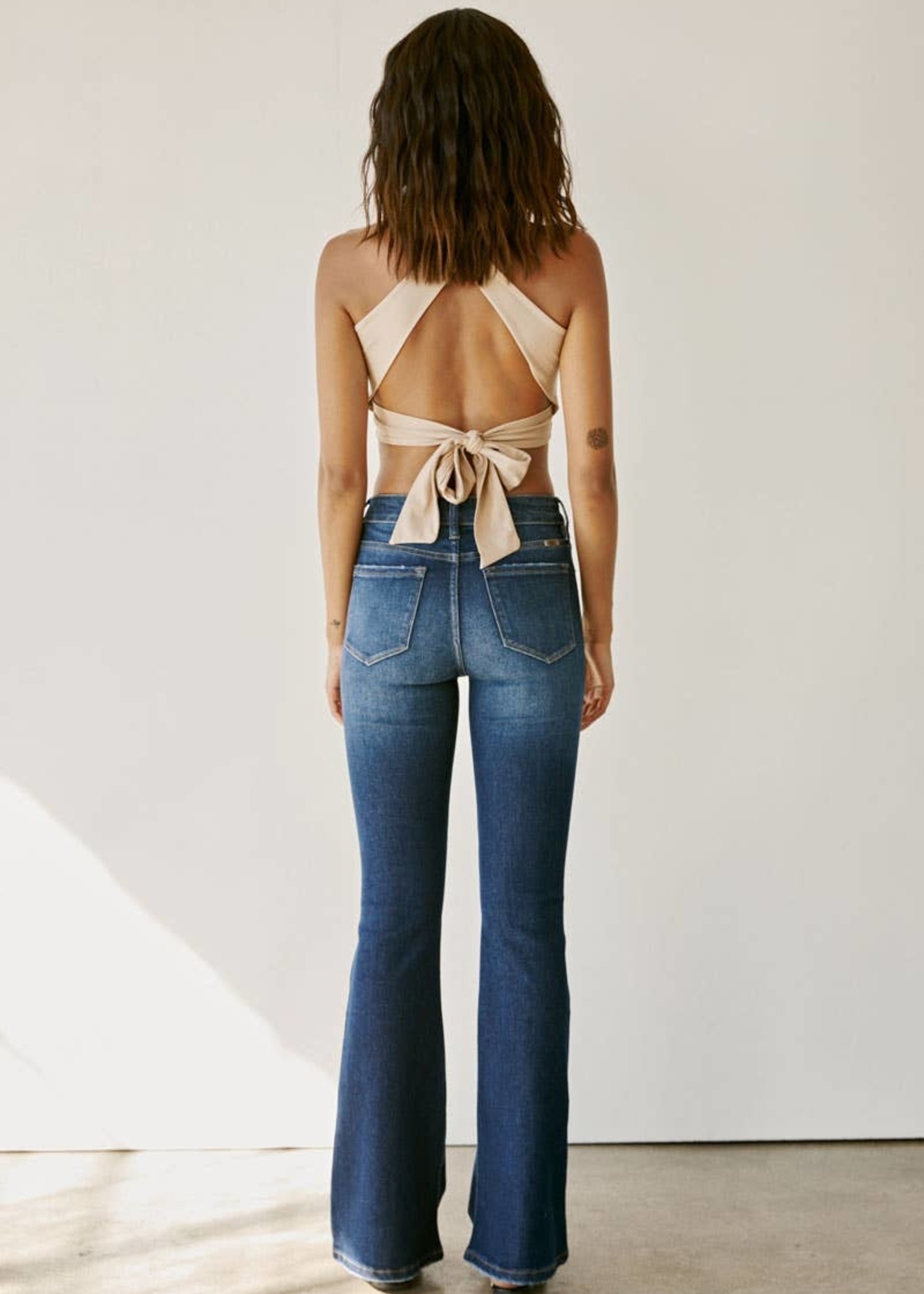 High Rise Flare Distressed Jeans