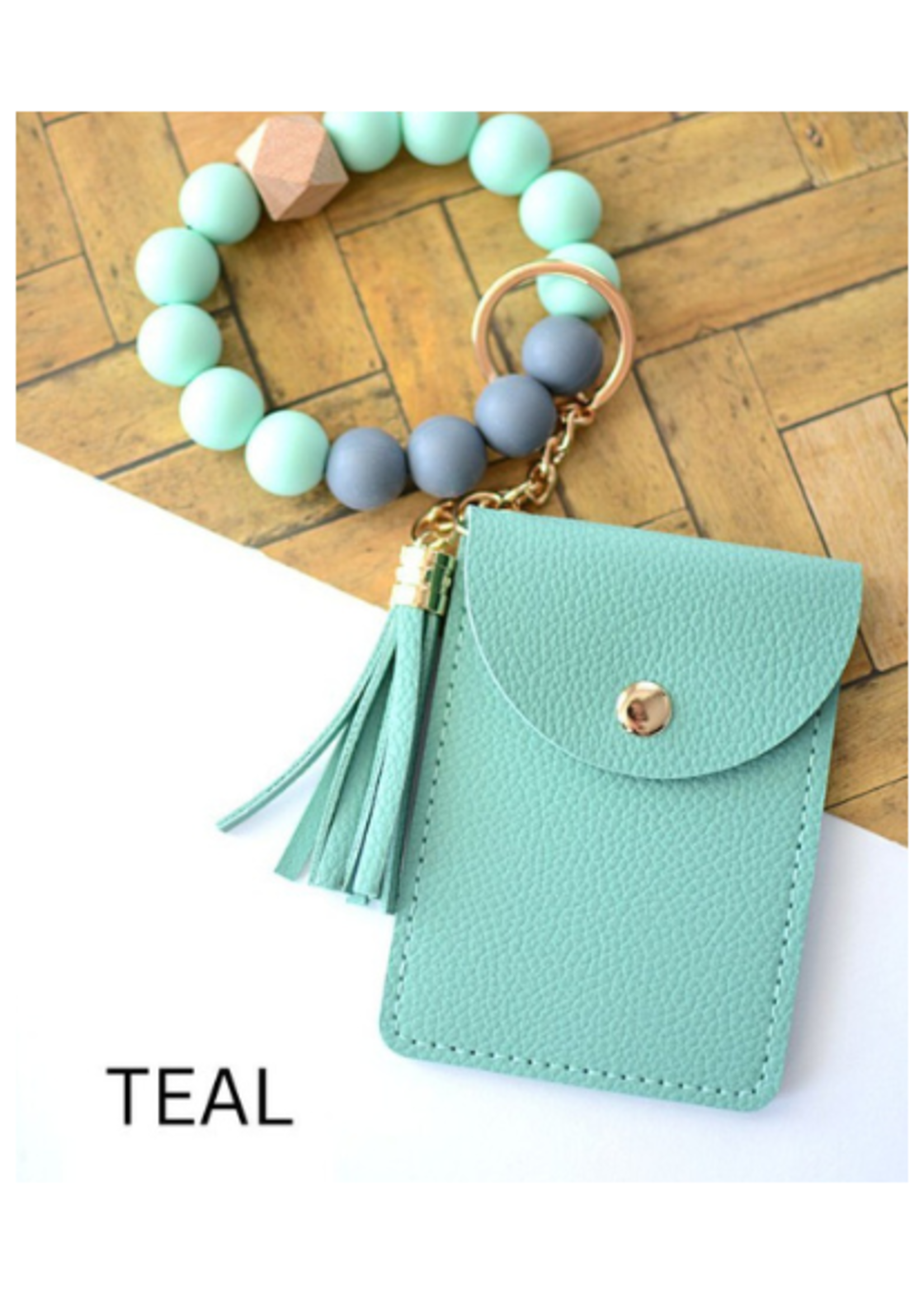 Beaded Keyring W Small Wallet - Teal