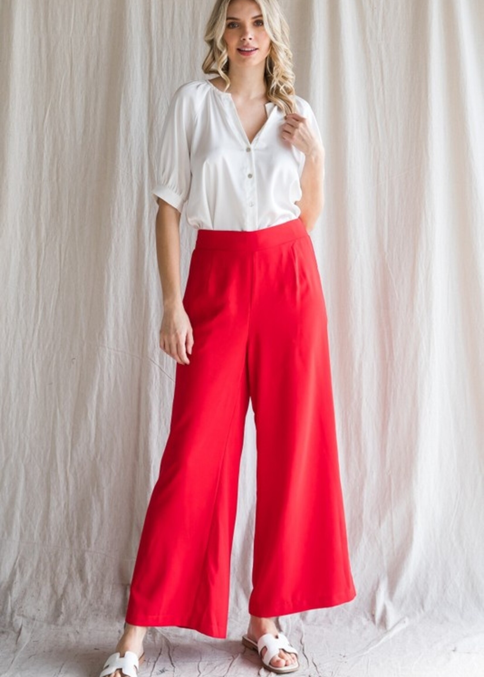 Taylor Wide Leg Pants - Red