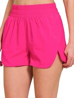 Wind Breaker Smocked Short - Hot Pink