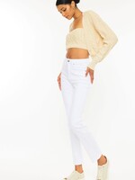 High Rise Slim Straight Jeans - White