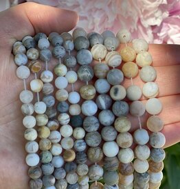 Bamboo Leaf Agate Beads Frosted/Matte 15" Strand 6mm/8mm