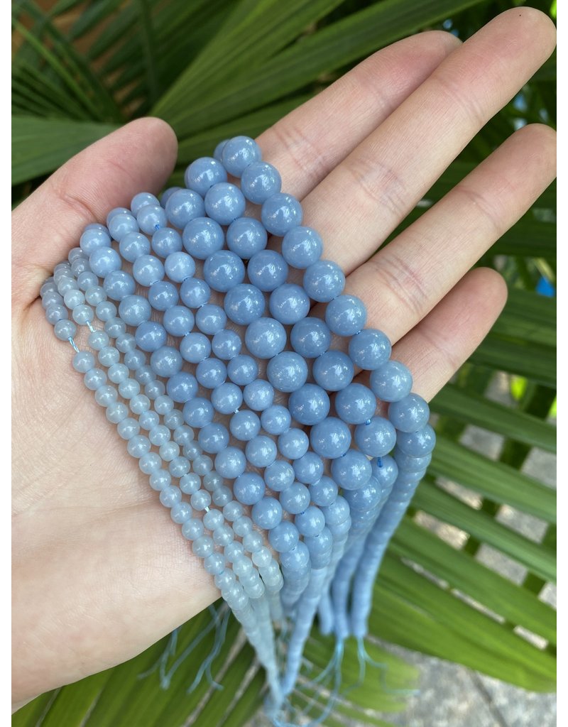 4mm Blue & Clear Round Glass Crackle Beads | Hackberry Creek