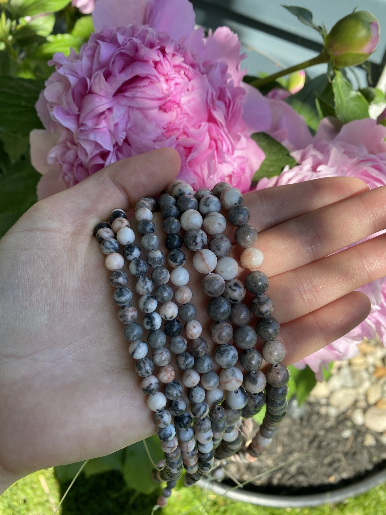 Pink Zebra Jasper Beads Polished 15" Strand 6mm 8mm The Raw Rock Shop