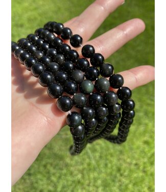 Rainbow Obsidian Beads Polished 15" Strand 8mm