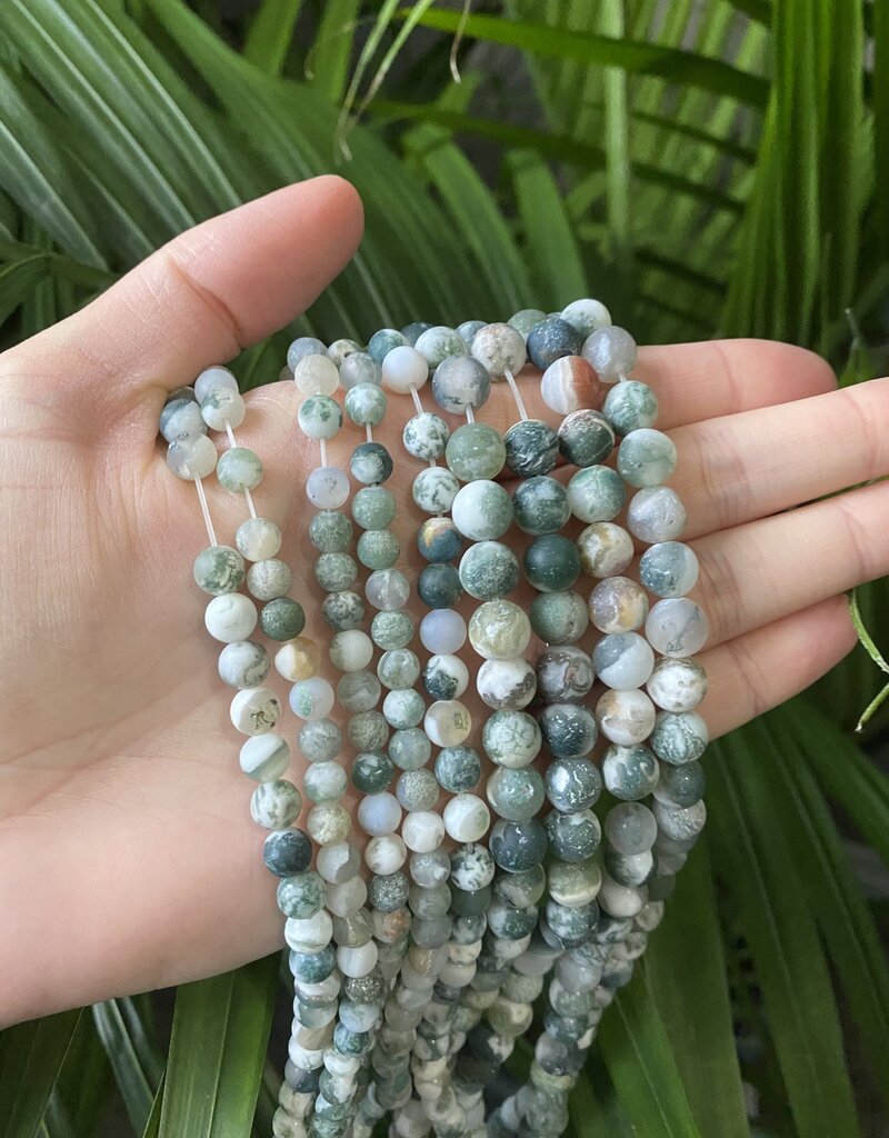 Tree Agate Beads Frosted/Matte 15" Strand 4mm 6mm 8mm