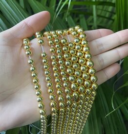 Gold Hematite Beads Grade A 15" Strand 4mm 6mm 8mm
