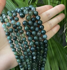 Moss Agate Beads Polished 15" Strand 4mm 6mm 8mm