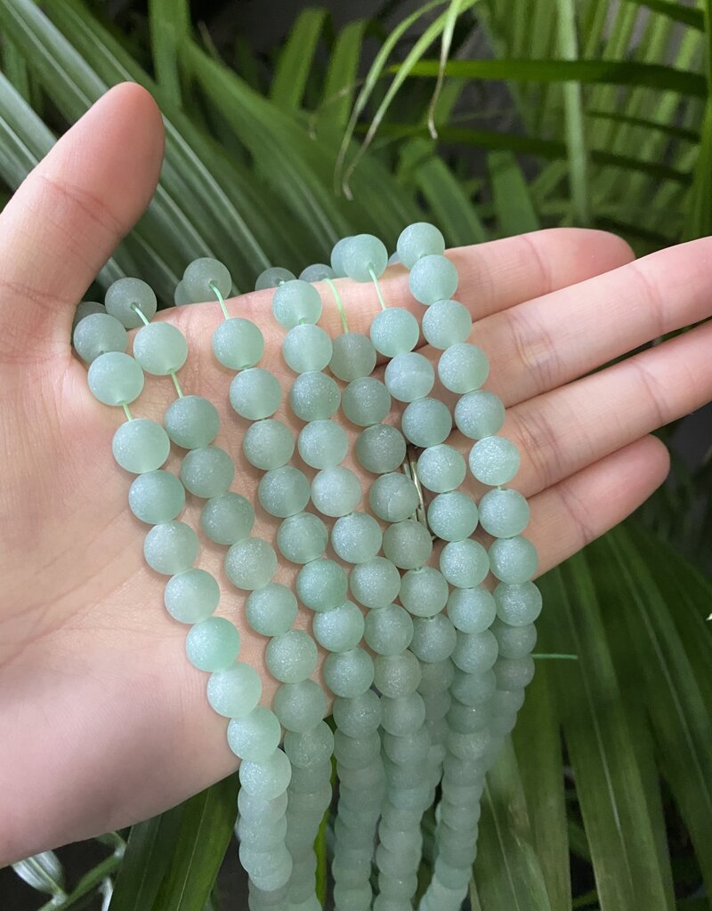 Green Aventurine Beads Frosted/Matte 15" Strand 6mm 8mm