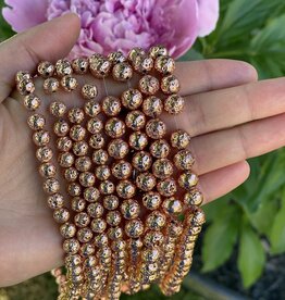 Lava Beads Rose Gold Electroplated 15" Stand 6mm 8mm