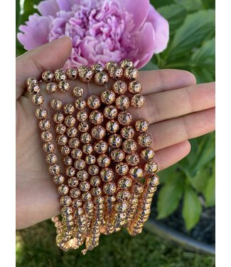 Lava Beads Rose Gold Electroplated 15" Stand 6mm 8mm