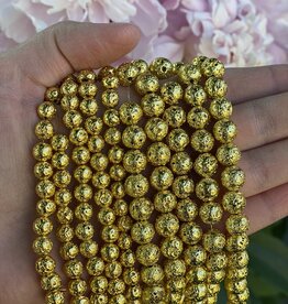 Lava Beads Gold Electroplated 15" Stand 6mm 8mm