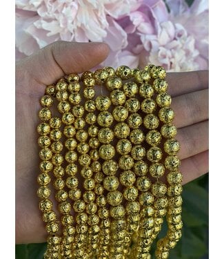 Lava Beads Gold Electroplated 15" Stand 6mm 8mm