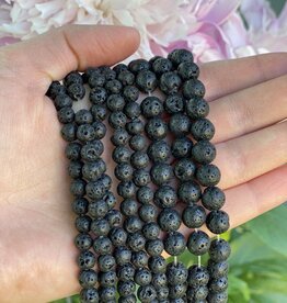 Black Lava Beads 15" Stand 4mm 6mm 8mm 10mm