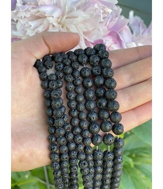 Black Lava Beads 15" Stand 4mm 6mm 8mm 10mm