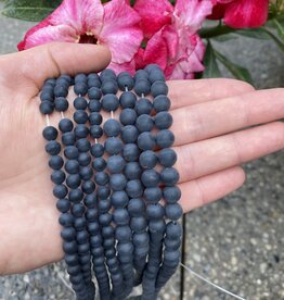 Black Agate Beads Frosted/Matte 15" Strand 4mm 6mm 8mm 10mm