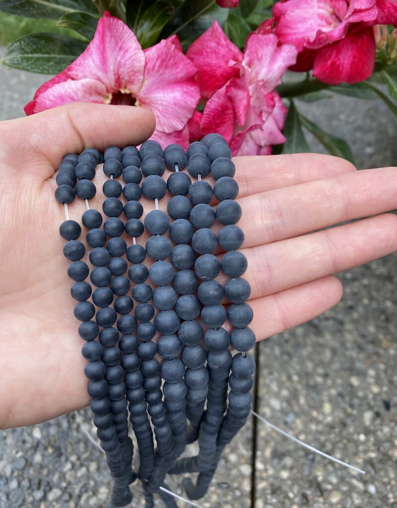Black Agate Beads Frosted/Matte 15" Strand 4mm 6mm 8mm 10mm