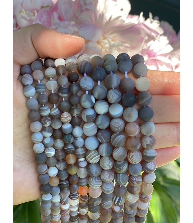 Botswana Agate Beads Frosted/Matte Grade A 15" Strand 6mm 8mm