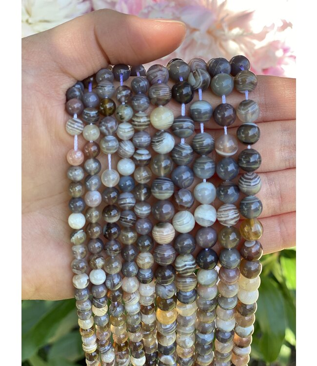 Botswana Agate Beads Polished Grade A 15" Strand 6mm 8mm