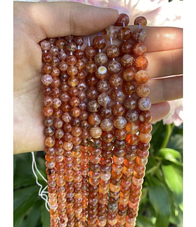 Fire Agate Beads Polished 15" Strand 6mm 8mm *disc.*