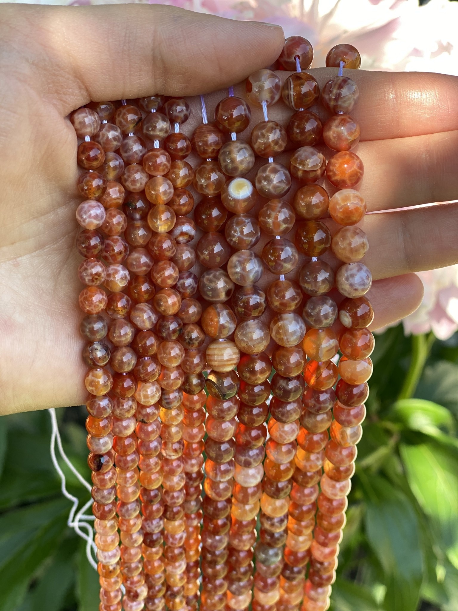 Fire Agate Beads Polished 15