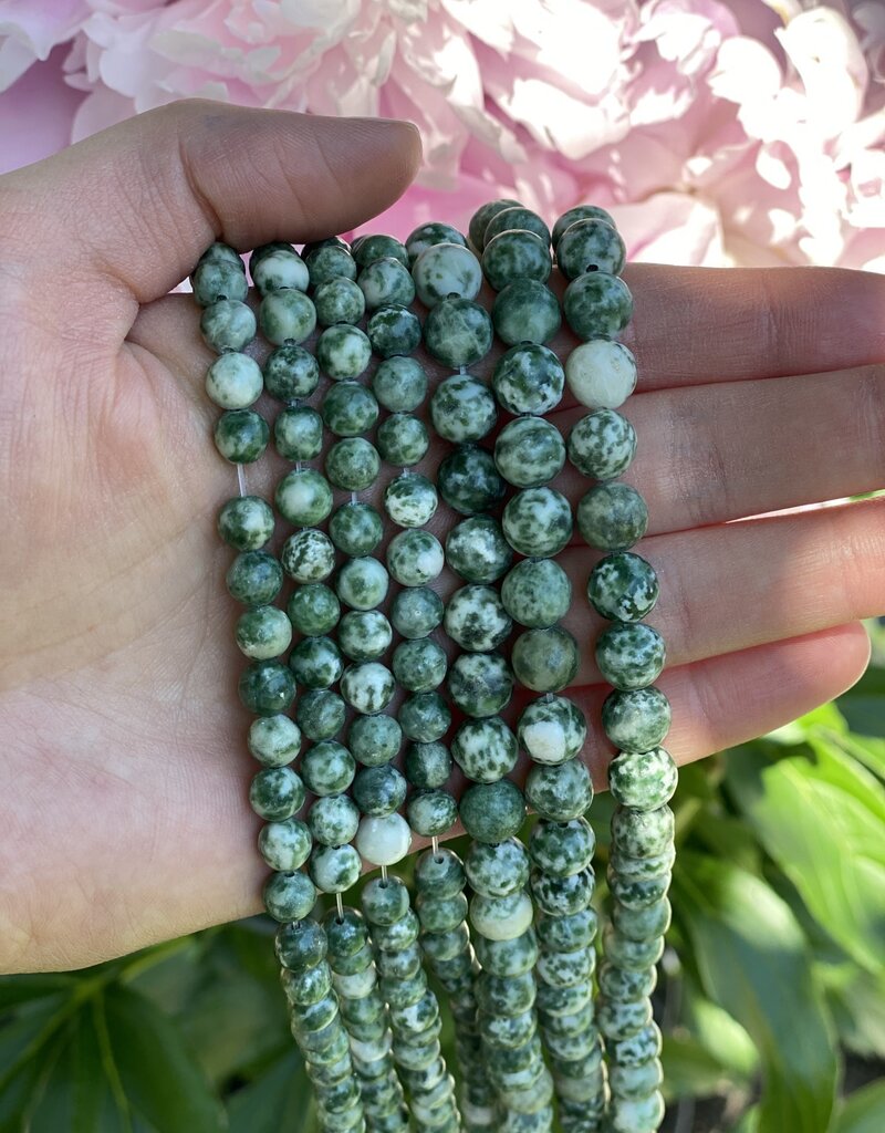 Green Spot Jasper Beads Polished 15" Strand 6mm 8mm