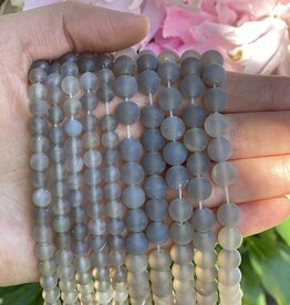 Grey Agate Beads Frosted/Matte 15" Strand 6mm 8mm