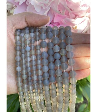 Grey Agate Beads Frosted/Matte 15" Strand 6mm 8mm