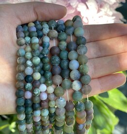 Indian Agate Beads Frosted/Matte 15" Strand 6mm 8mm