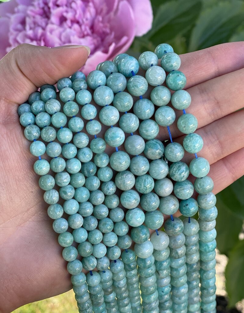 Blue Amazonite Beads Polished 15" Strand 6mm 8mm