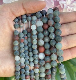 African Bloodstone Beads Frosted/Matte 15" Strand 6mm 8mm *disc.*