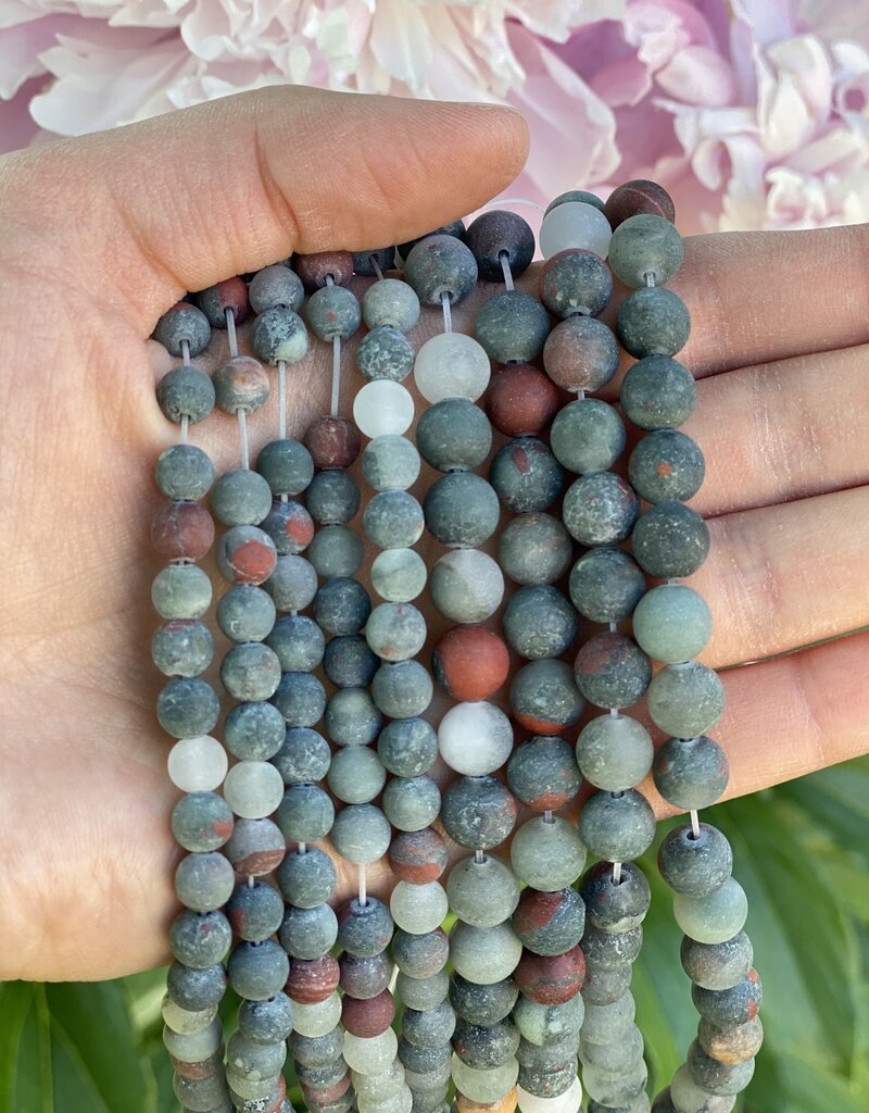 African Bloodstone Beads Frosted/Matte 15" Strand 6mm 8mm *disc.*