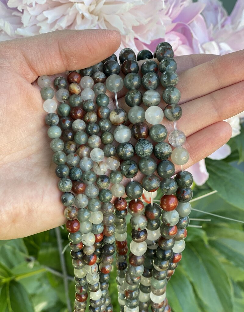 African Bloodstone Beads Polished 15" Strand 6mm 8mm *disc.*