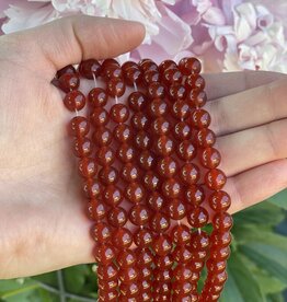 Dark Red Carnelian Beads, Dyed, Polished 15" Strand 6mm 8mm