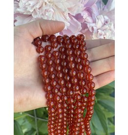 Dark Red Carnelian Beads, Dyed, Polished 15" Strand 6mm 8mm