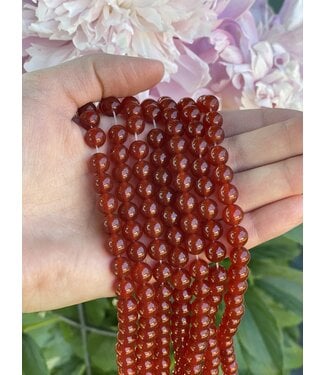 Dark Red Carnelian Beads, Dyed, Polished 15" Strand 6mm 8mm