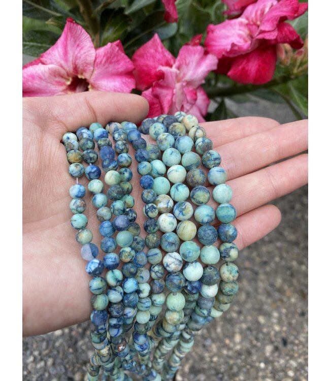 Chrysocolla Beads Frosted/Matte 15" Strand 6mm 8mm
