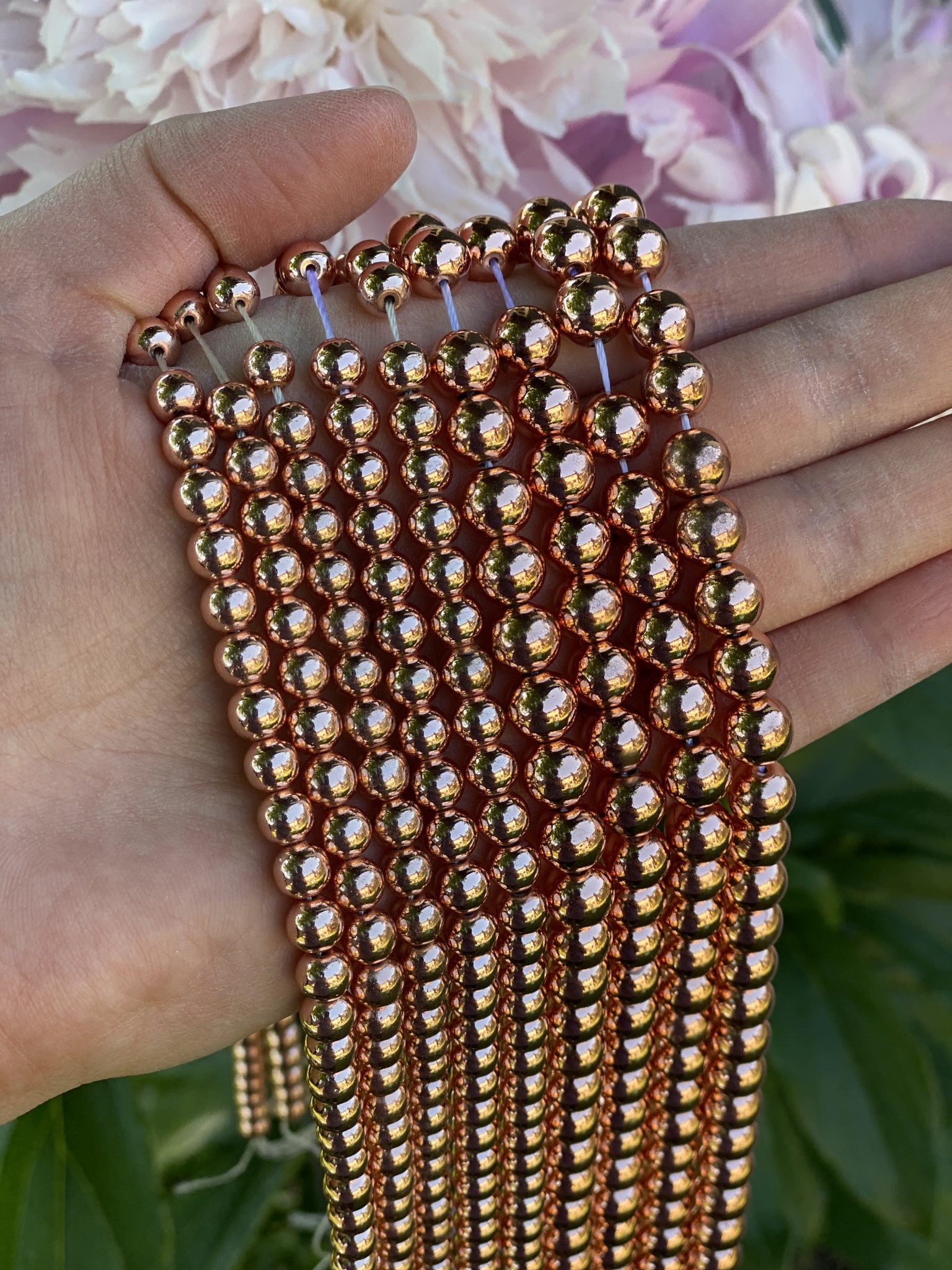 Rose Gold Hematite Beads Electroplated 15